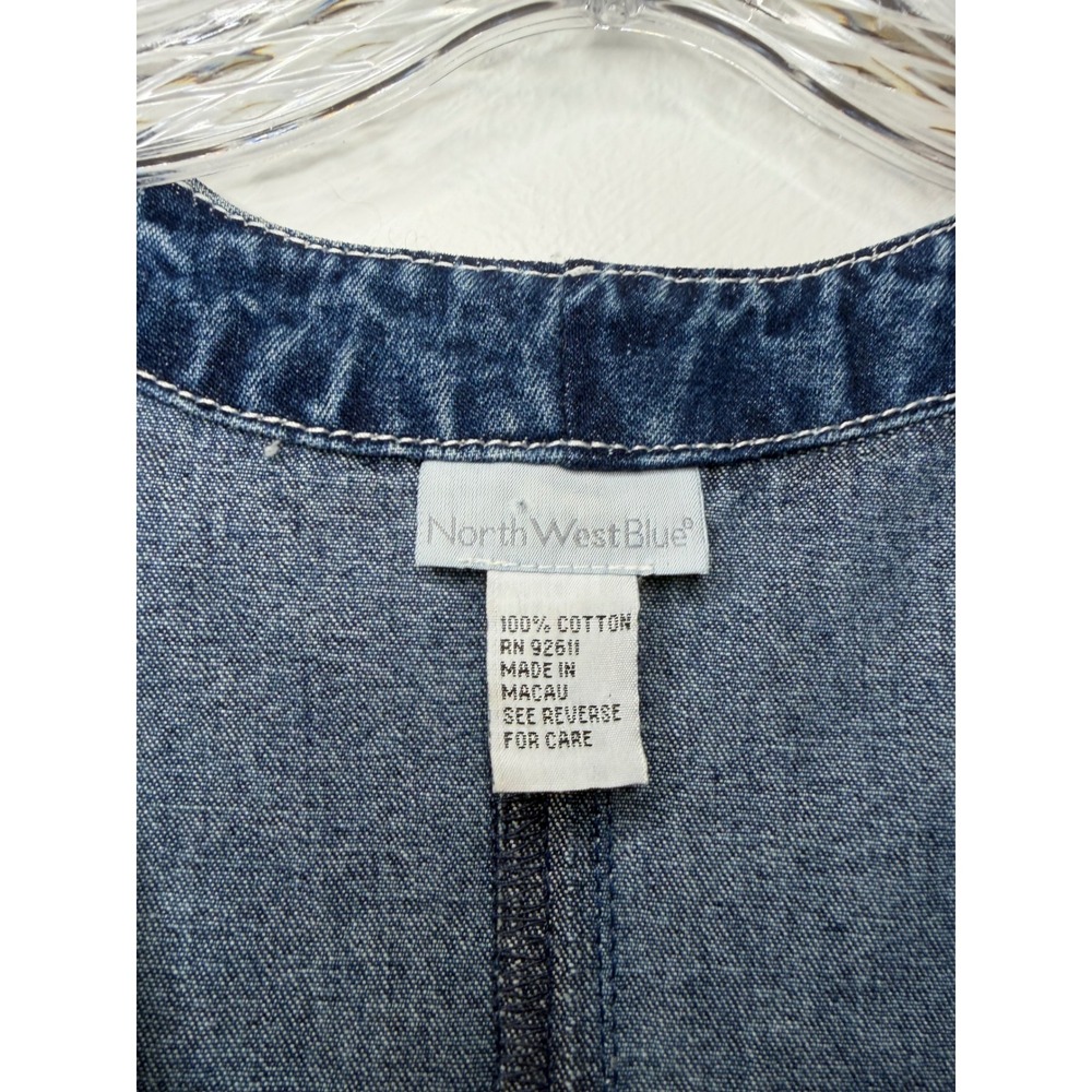 Vintage NorthWest Blue Floral Embroidered Denim Button Front Dress Blue Sz S/M - Picture 8 of 8